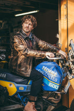 Black leather worker jacket with shirt collar - Image n°5