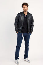 Dark brown leather bomber jacket from the Patrouille de France - Image n°4