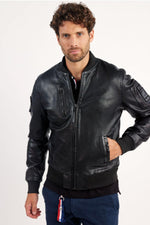 Dark brown leather bomber jacket from the Patrouille de France - Image n°3