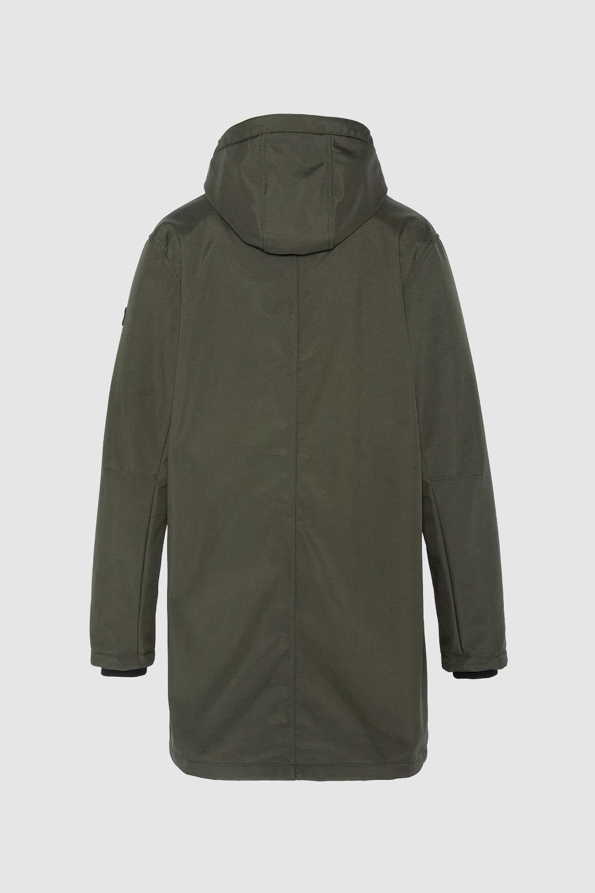 Long, water-repellent khaki jacket - Image n°5