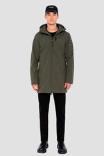 Long, water-repellent khaki jacket - Image n°8