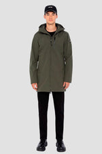 Long, water-repellent khaki jacket - Image n°8