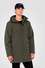 Long, water-repellent khaki jacket - Image n°6