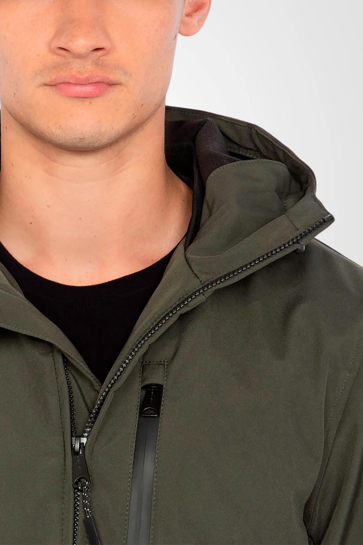 Long, water-repellent khaki jacket - Image n°7