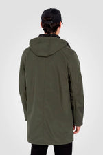 Long, water-repellent khaki jacket - Image n°2