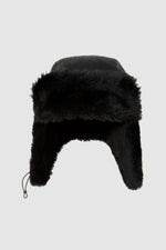 Black double-sided sheepskin hat - Image n°5