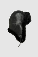 Black double-sided sheepskin hat - Image n°8