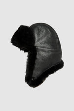 Black double-sided sheepskin hat - Image n°9