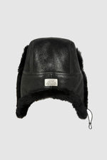 Black double-sided sheepskin hat - Image n°6