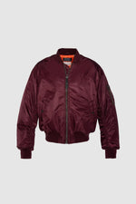Oversized burgundy MA-1 90's bomber jacket in recycled nylon - Image n°4