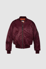 Oversized burgundy MA-1 90's bomber jacket in recycled nylon - Image n°4