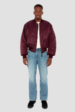 Oversized burgundy MA-1 90's bomber jacket in recycled nylon - Image n°9