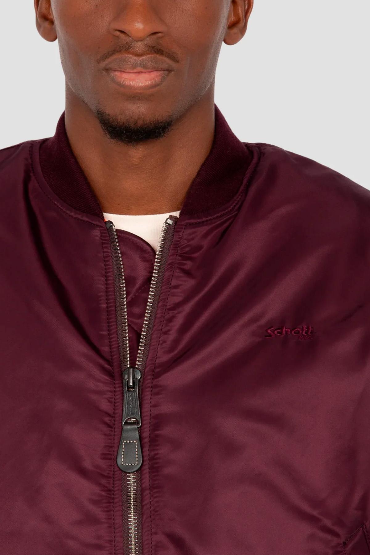 Oversized burgundy MA-1 90's bomber jacket in recycled nylon - Image n°8