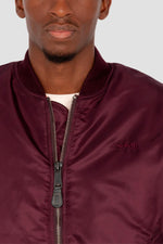 Oversized burgundy MA-1 90's bomber jacket in recycled nylon - Image n°8