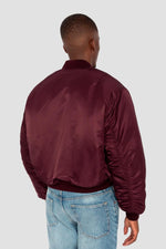 Oversized burgundy MA-1 90's bomber jacket in recycled nylon - Image n°3