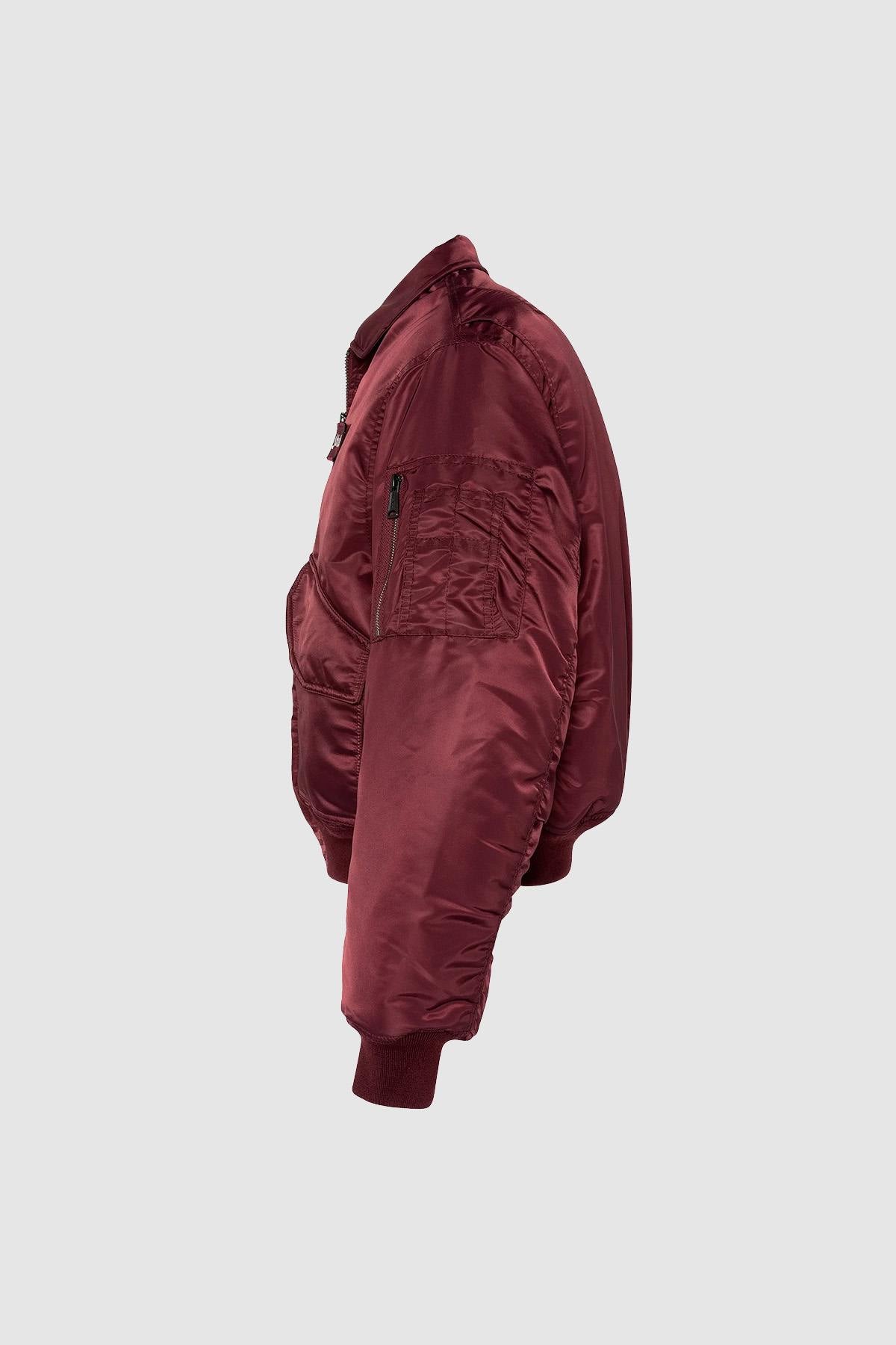 CWU 90's dark burgundy oversized bomber jacket in recycled nylon - Image n°3
