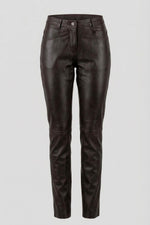 Women's brown leather pants - Image n°1