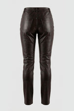 Women's brown leather pants - Image n°2