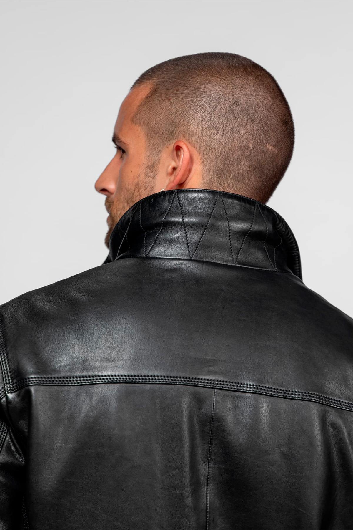 Long black lambskin jacket - Image n°4