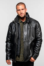Long black lambskin jacket - Image n°1