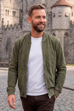 Kelp green goat suede bomber: soft, velvety, and effortlessly stylish. - Image n°5