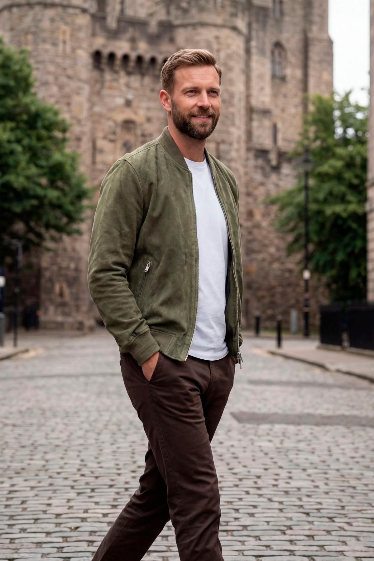 Kelp green goat suede bomber: soft, velvety, and effortlessly stylish. - Image n°4