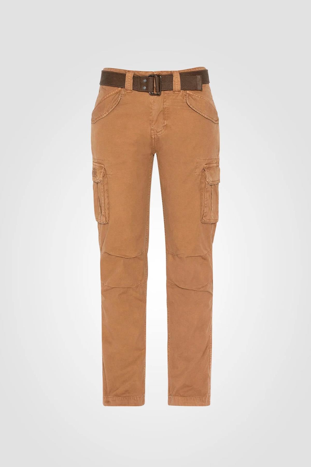 Camel cargo pants with belt - Image n°2