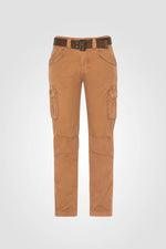 Camel cargo pants with belt - Image n°2