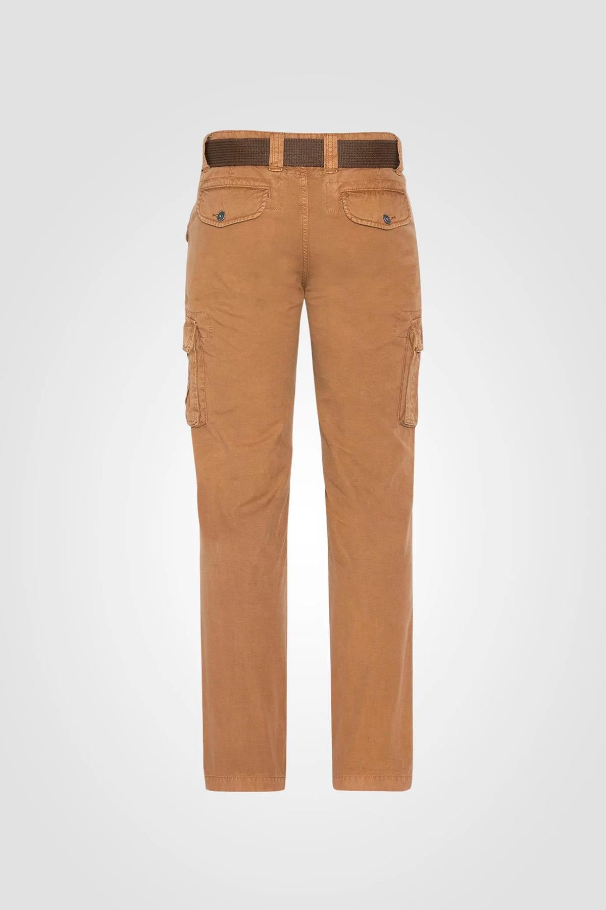 Camel cargo pants with belt - Image n°3