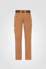 Camel cargo pants with belt - Image n°3