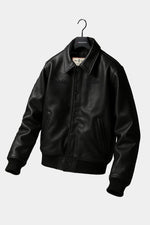 Redskins x Jacker black leather jacket with embroidered shirt collar - Image n°4