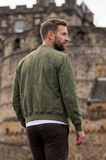 Green suede leather bomber jacket - Image n°2