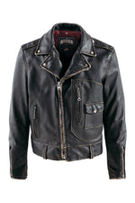 Vintage-style leather biker jacket, Made in the USA - Image n°1