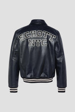 Teddy varsity in navy blue and ecru leather - Image n°5