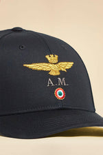 Black cotton cap with Aeronautica Militare embroidery - Image n°2