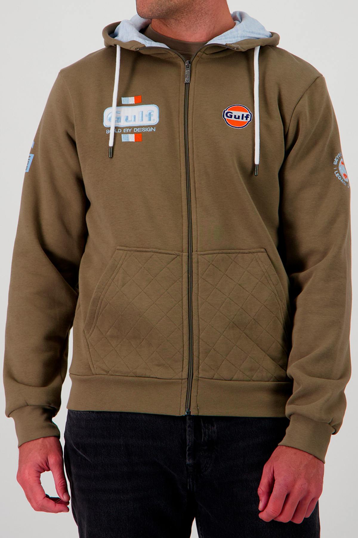 Gulf olive green zip-up hoodie - Image n°1