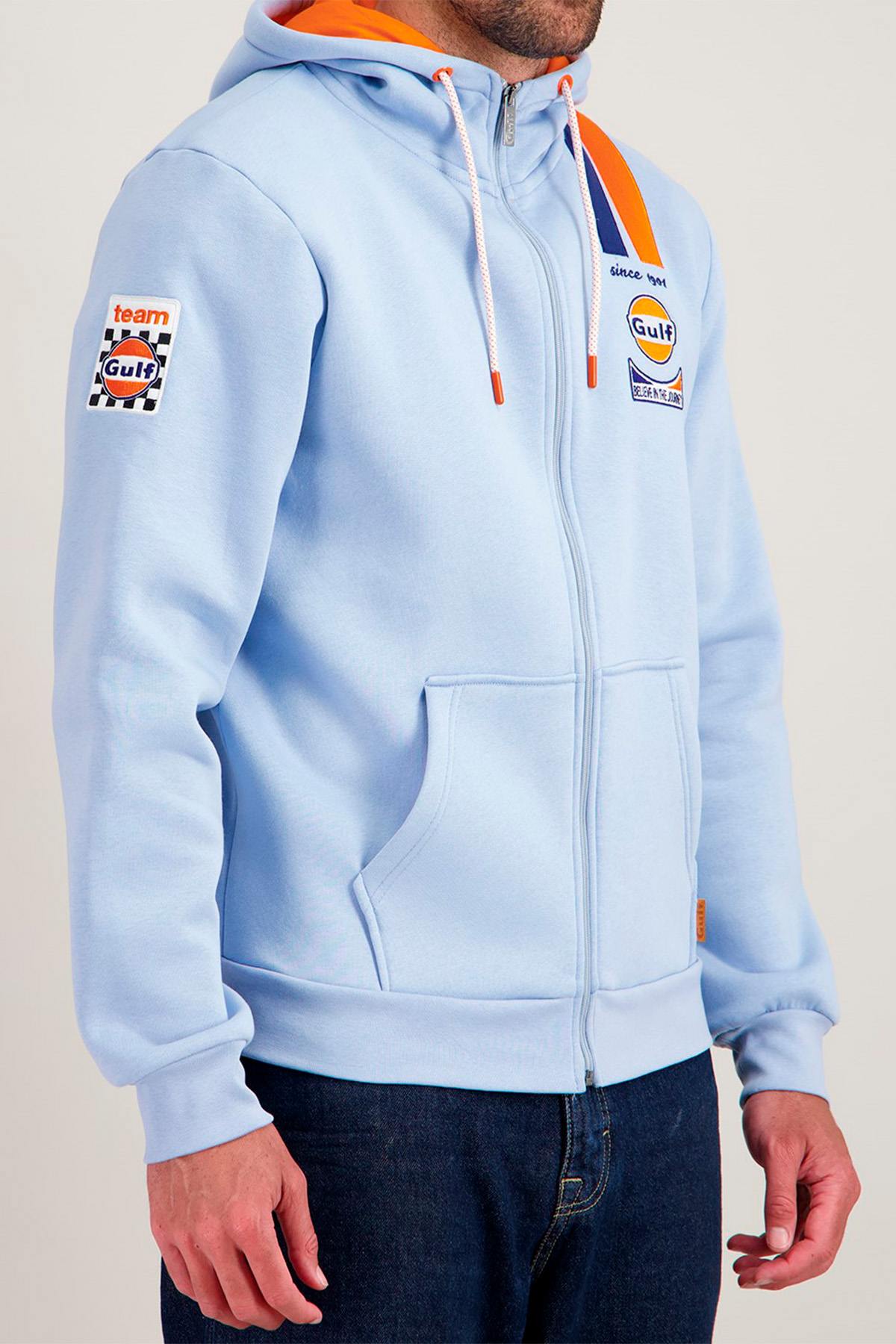 Light blue Gulf racing zip-up hoodie - Image n°2