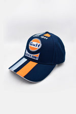 Navy blue Gulf cap with light blue and orange stripes - Image n°1