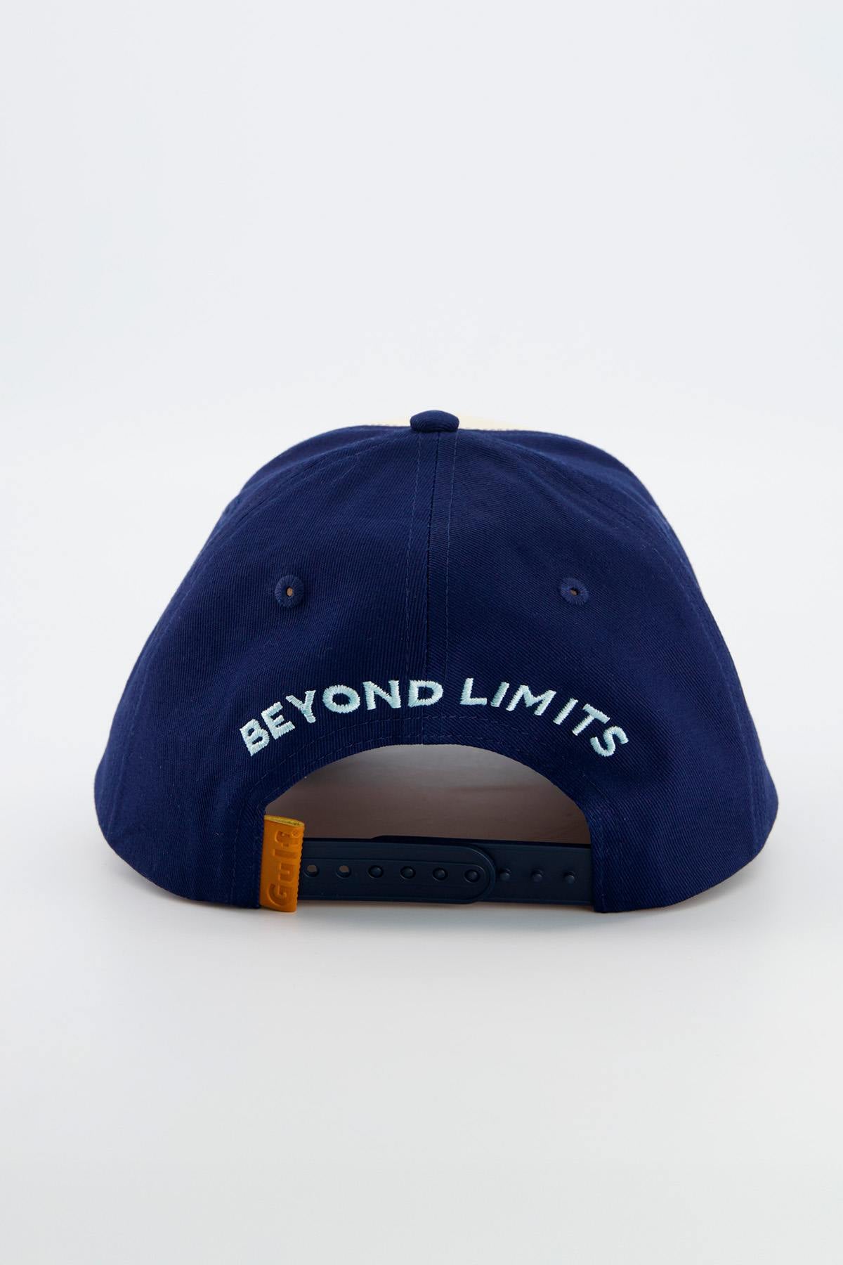 Navy blue and ecru Gulf racing cap - Image n°4