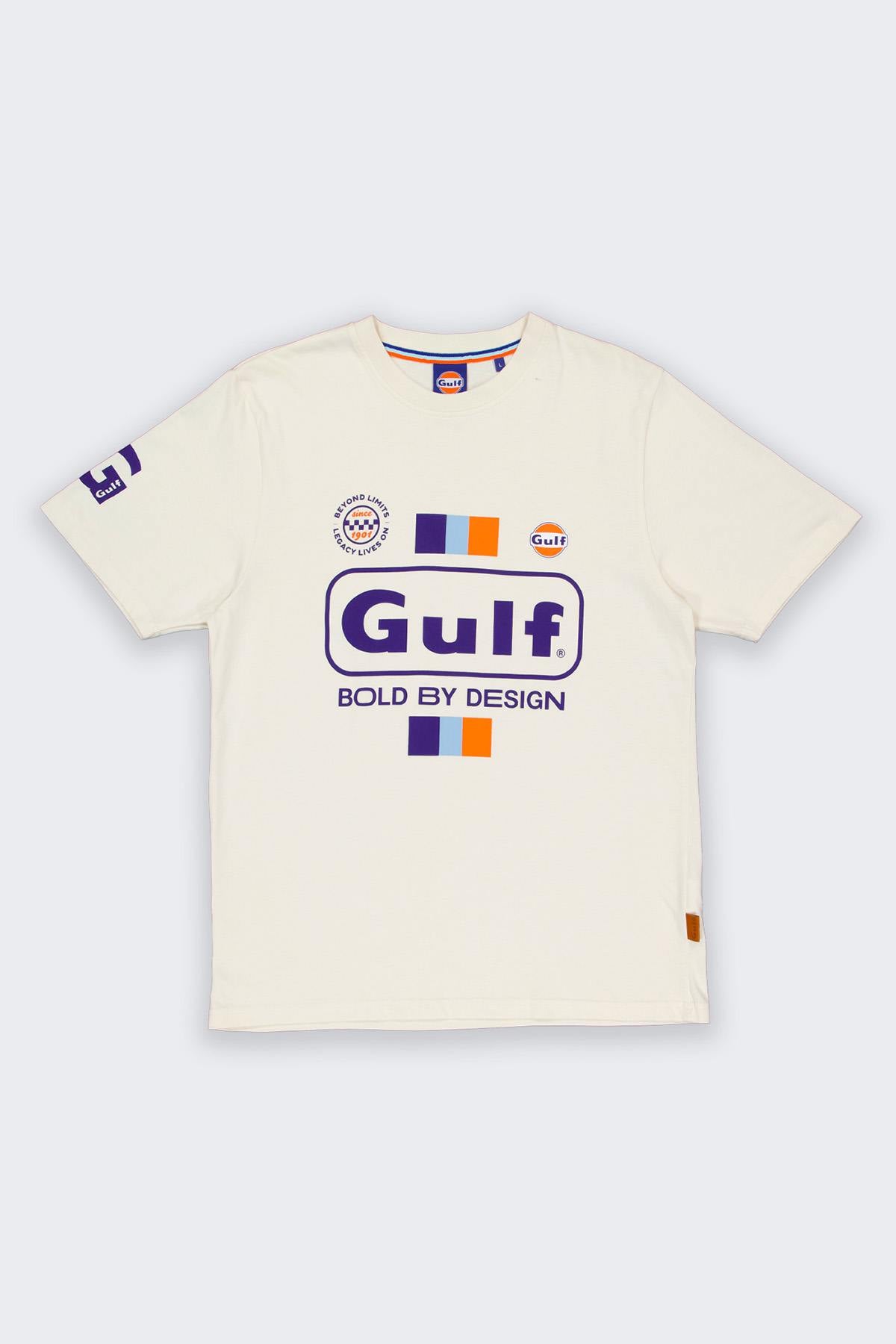 Gulf T-shirt in ecru, blue and orange - Image n°4