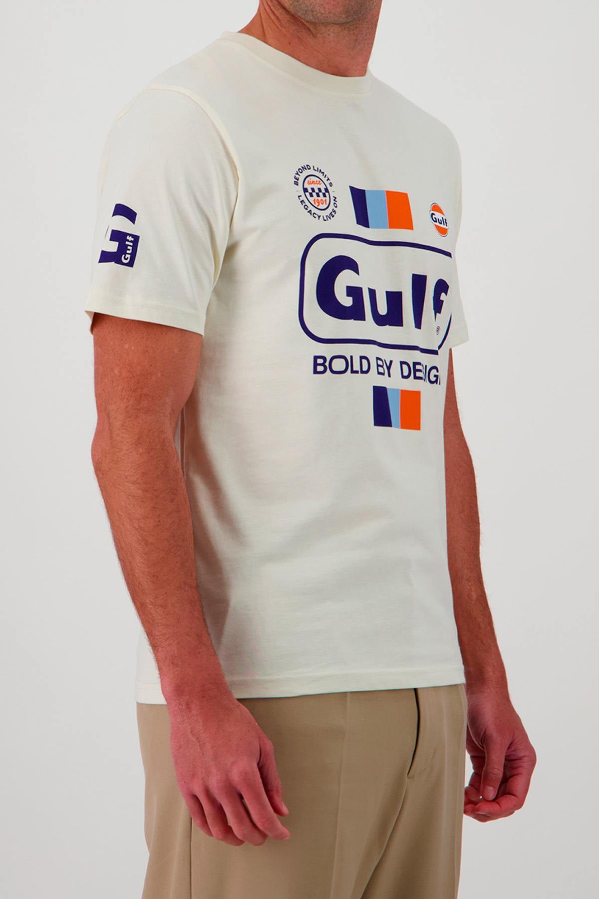 Gulf T-shirt in ecru, blue and orange - Image n°3