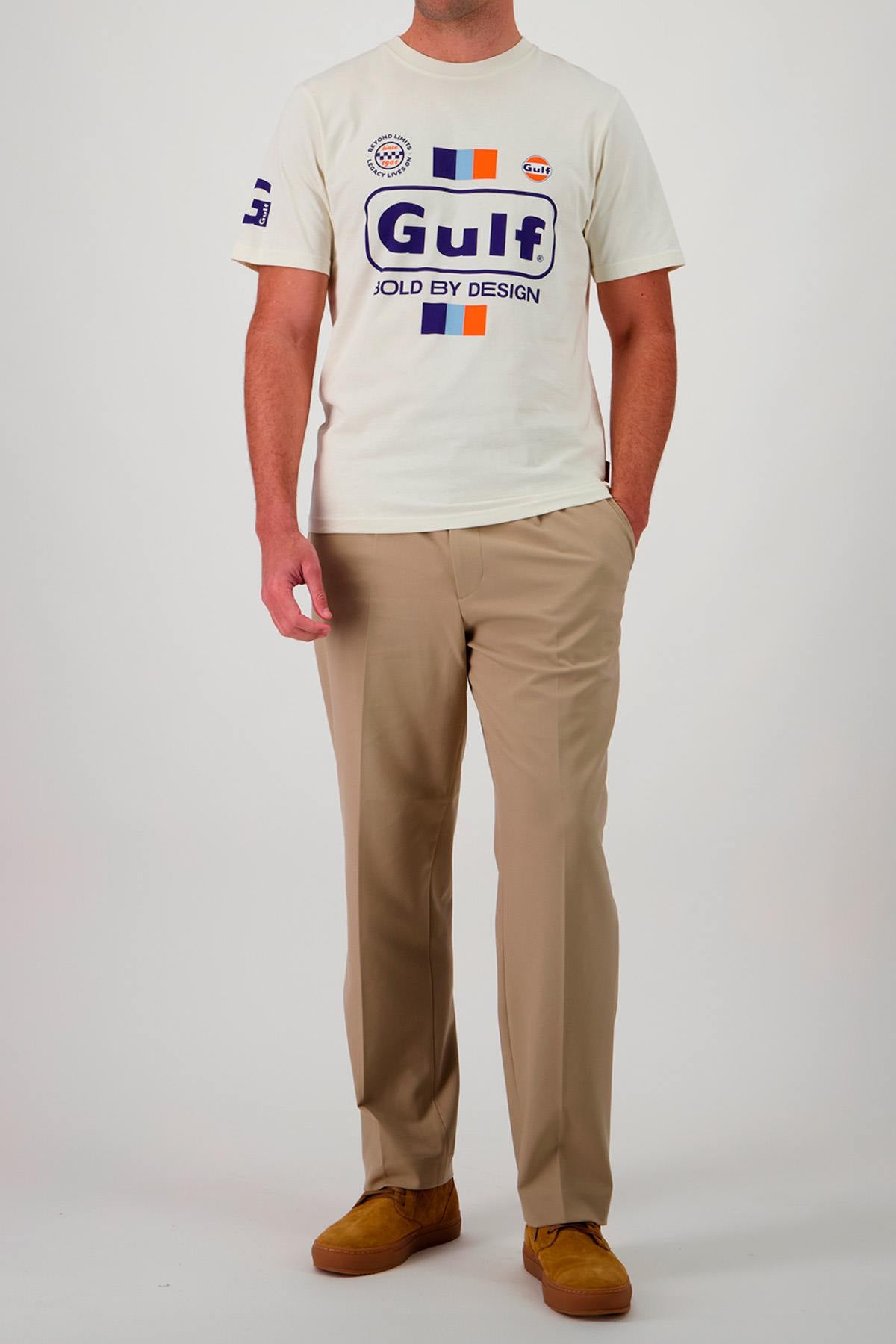 Gulf T-shirt in ecru, blue and orange - Image n°2