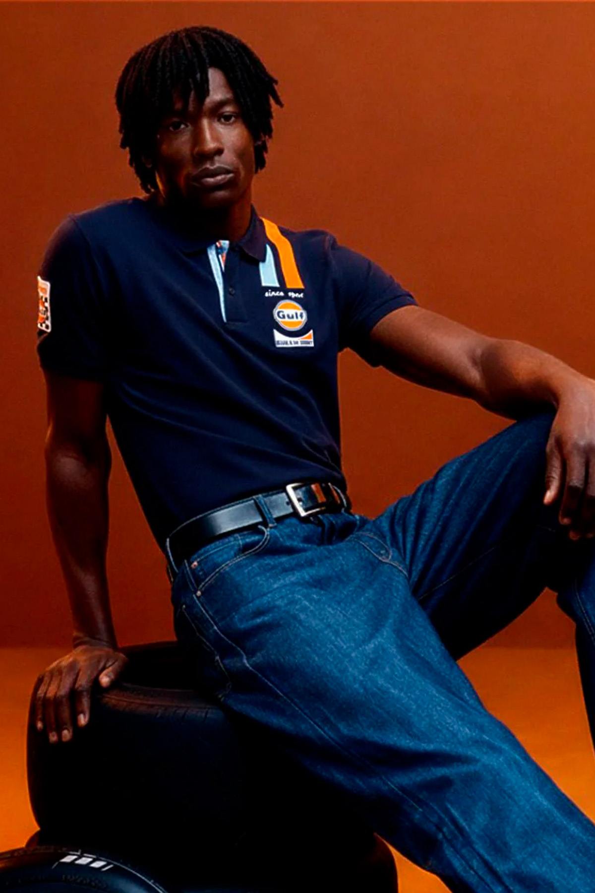 Navy blue Gulf racing polo shirt - Image n°1