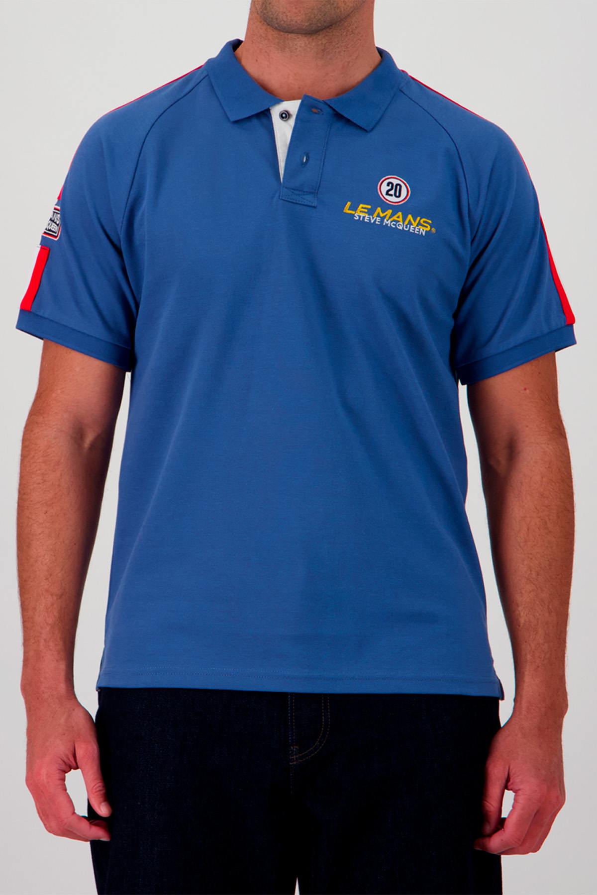 Steve McQueen ocean blue racing polo shirt - Image n°1