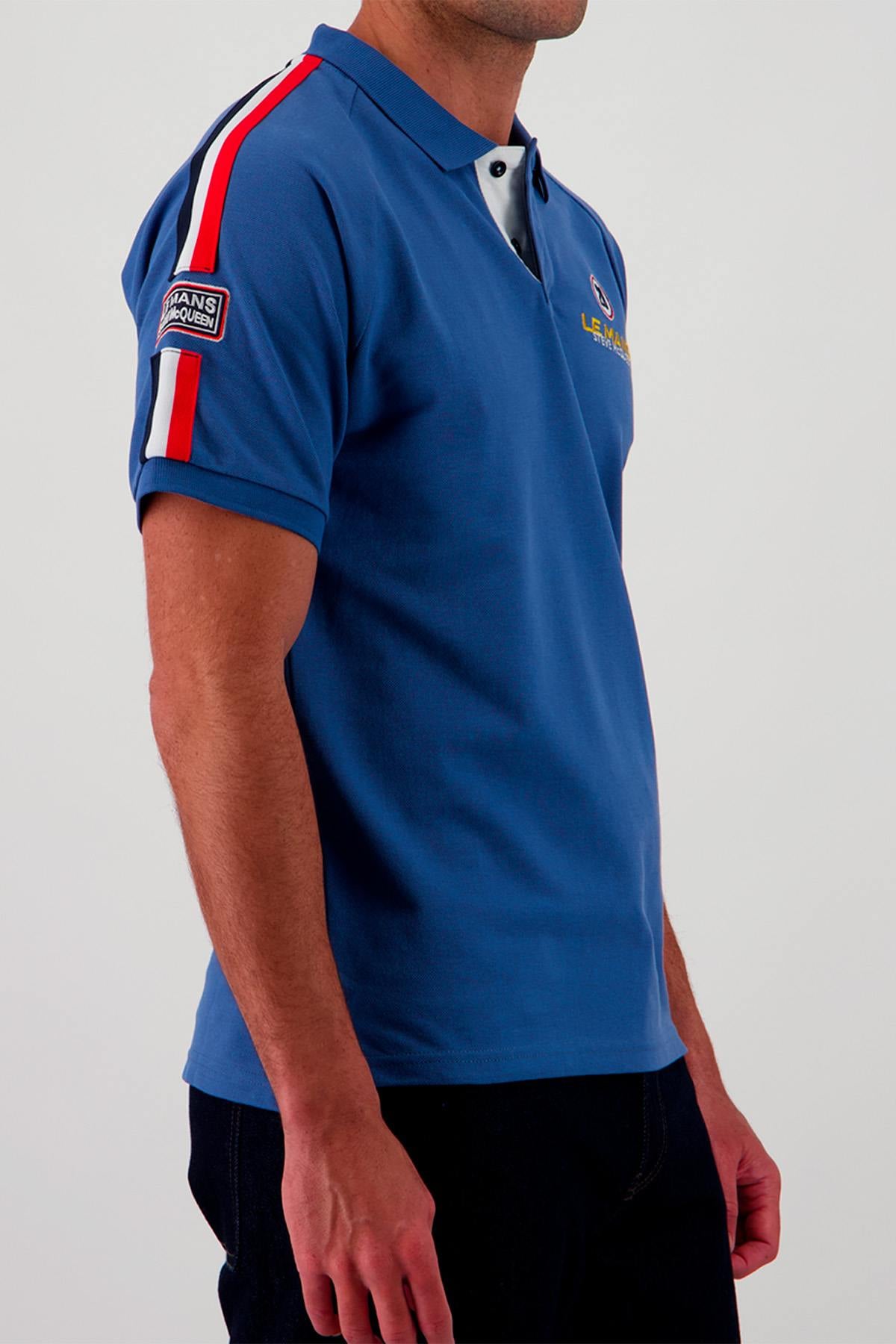 Steve McQueen ocean blue racing polo shirt - Image n°3