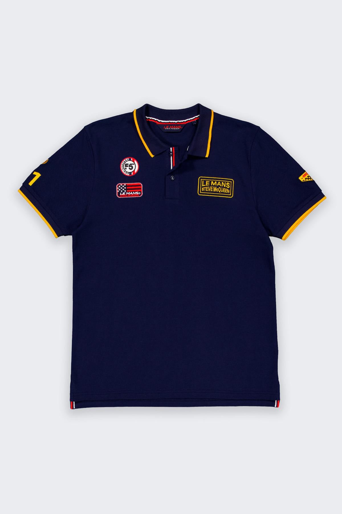 Navy blue Steve McQueen polo shirt with embroidery - Image n°5