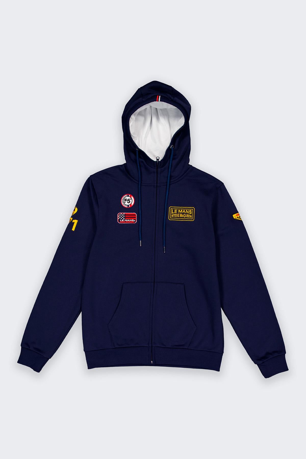 Navy blue Steve McQueen zip-up hoodie with embroidery - Image n°4