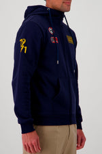 Navy blue Steve McQueen zip-up hoodie with embroidery - Image n°3