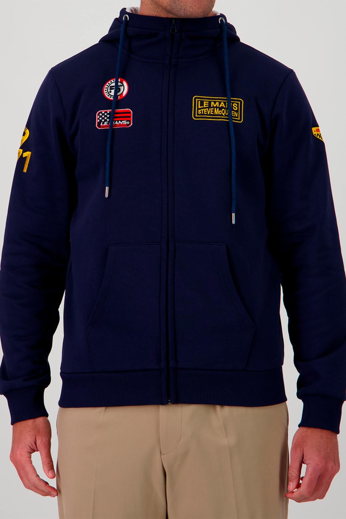 Navy blue Steve McQueen zip-up hoodie with embroidery - Image n°1