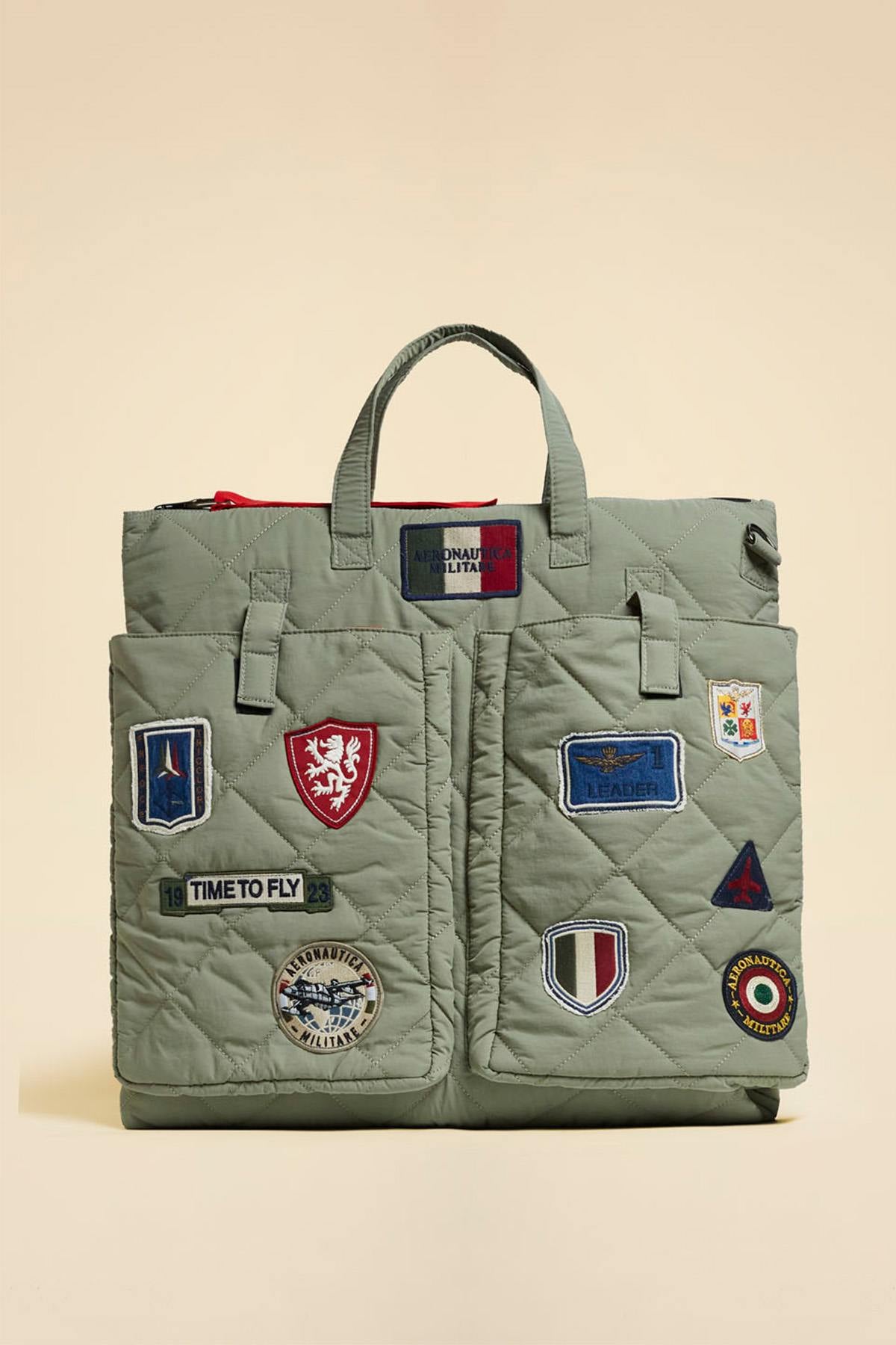 Green multi-patch quilted bag - Image n°1
